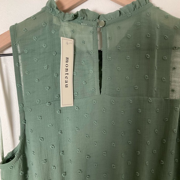 NWT | Monteau Midi Dress | Tiered | Knee Length | Green | Sleeveless | Small - Picture 8 of 12